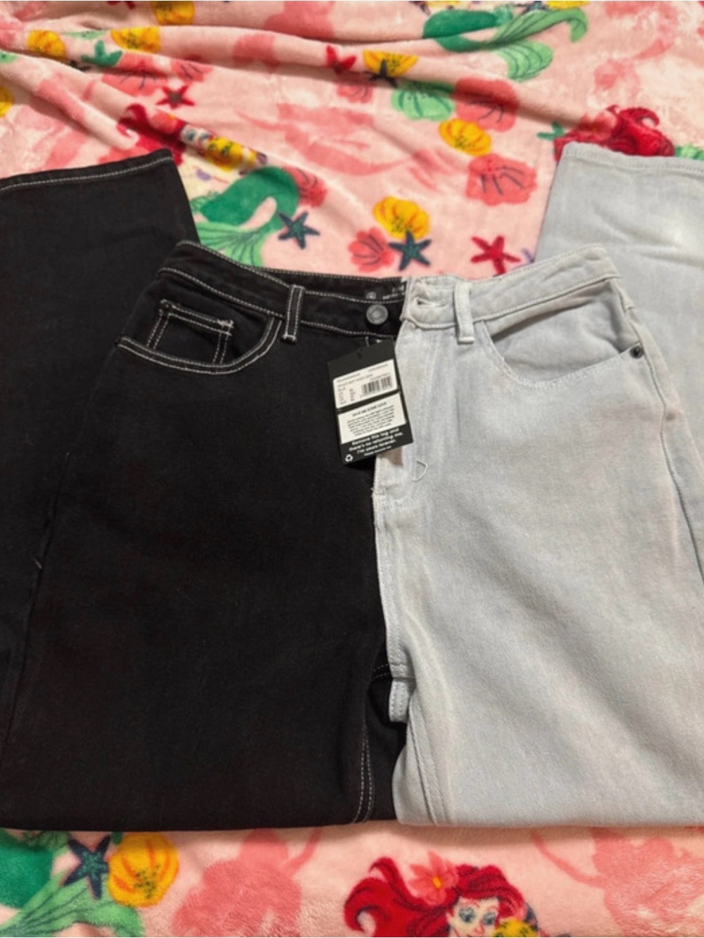 Missguided Two-Tone Skinny Jeans - Black & Light Wash